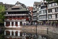 Medieval buildings on the channel at little france quarter in Strasbourg by winter