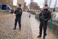 Gendarme police with automatic weapons on patrol a few days after a terrorist attack in Strasbourg