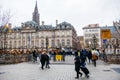 Police officers surveilling Christmas Market in France