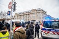 Police officers surveilling Christmas Market in France