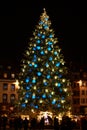 STRASBOURG, FRANCE - December 2016 - Christmas tree in Place Kleber Royalty Free Stock Photo