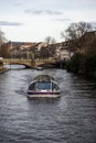 tourist boat on Il river at little France quarter Royalty Free Stock Photo