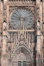 Strasbourg, France: Part of facade of famous Strasbourg Cathedral in France in romanesque and gothic architecture