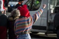 Young woman protesting in the street for freedom