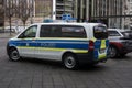 Profile view of german police car parked in the street