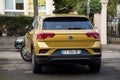 Rear view of orange Volkswagen T-ROC SUV parked in the street Royalty Free Stock Photo