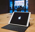 IPad Computer tablet with Apple Logo in Apple Store Royalty Free Stock Photo