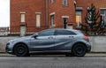 Side view of luxury silver Mercedes-Benz car