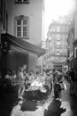 People terrace 6 Rue du Vieux Seigle eating at L`Epicerie