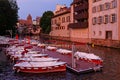 Quai du Woerthel at night with the boat rental services
