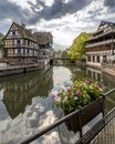 Traditional half-timbered houses on the picturesque canals of La Petite France in the medieval town of Strasbourg Royalty Free Stock Photo