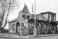 Monochrome shot of abandoned old restaurant Schutzenberger near Port du Rhin in
