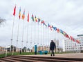 Flag of Russia flying half-mast at Council of Europe in Strasbou