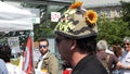 Fete a Macron man with military helmet slow motion