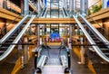 Escalators in the building of the European Parliament in Strasbourg, France