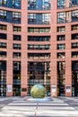 The glass globe in the courtyard of the European Parliament building in Strasbourg, France Royalty Free Stock Photo