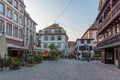 Strasbourg, France, September 21, 2020: Sunrise view of a narrow