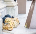 France Tramps and drunks sleeping on the street Royalty Free Stock Photo