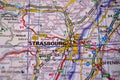 Strasbourg on map Royalty Free Stock Photo