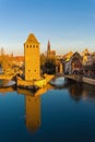 Strasbourg, medieval bridge Ponts Couverts. Alsace, France. Royalty Free Stock Photo