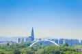 Strasbourg and Passerelle des Deux Rives from Kehl Royalty Free Stock Photo