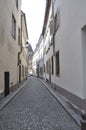 Strasbourg, 3rd august: Narrow Street View in Downtown of Strasbourg, Alsace region, France Royalty Free Stock Photo