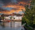 Strasbourg Rustic River Cityscape at Sunset