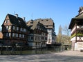 Strasbourg street, historic center, beautiful old houses, spring, april, France