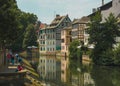 Strasbourg water channels crossing the city, colorful buldings