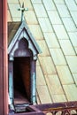 Strasbourgs attic door open from above gothic cathedral Alsace, France