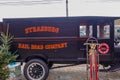 Old black antique truck owned by the Strasburg Railroad Company from 1832