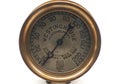 Strasburg, Pennsylvania, U.S - March 26, 2022 - The gold color of Westinghouse Duplex Air Gauge to measure air pressure in the