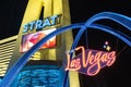 The STRAT Hotel, Casino and SkyPod and Las Vegas Boulevard Gateway Arches at Night