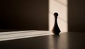 Strategic battle on wooden chess board, pawn captures king reflection generated by AI