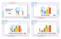 Strategic Benchmarking Landing Page Template Set. Business Development Concept. Characters at Column Chart or Diagram Royalty Free Stock Photo