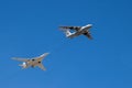 Strategic bomber and tanker aircraft in flight Royalty Free Stock Photo