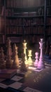 Strategic Brilliance - Chess, Books, and Neon