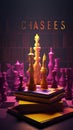 Strategic Brilliance - Chess, Books, and Neon