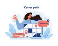 Strategic career path plotting, with a professional at the start.