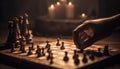 Strategic chess battle King success, knight intelligence, pawn competition generated by AI Royalty Free Stock Photo