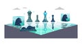 Strategic chess game: abstract board with pieces, mind challenge, vector design Generative AI Royalty Free Stock Photo