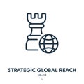 Strategic Global Reach Icon. International, Growth, Worldwide. Editable Stroke. Vector Icon