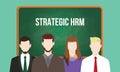 Strategic hrm or human resource management concept illustration with text written on chalkboard