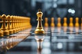 Strategic leadership Golden pawn signifies business distinction in a crowd