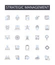 Strategic management line icons collection. Cycling, Running, Swimming, Hiking, Surfing, Skateboarding, Skiing vector