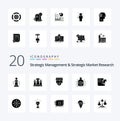 20 Strategic Management And Strategic Market Research Solid Glyph icon Pack. like loan. dollar. technology. money. business