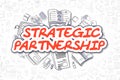 Strategic Partnership - Cartoon Red Text. Business Concept.