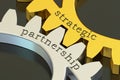 Strategic Partnership concept on the gearwheels, 3D rendering