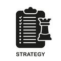 Strategic Plan on Clipboard Silhouette Icon. Strategy and Tactic Glyph Pictogram. Delivery Service Marketing Solid Sign