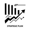 strategic plan icon, black vector sign with editable strokes, concept illustration
